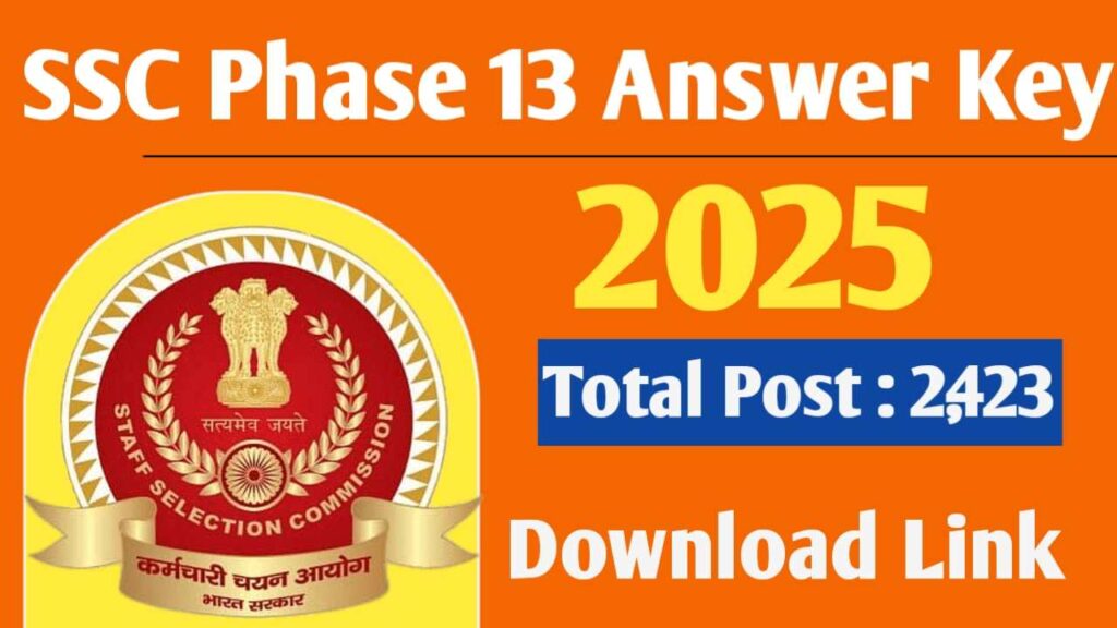 SSC Selection Post 13 Answer Key 2025