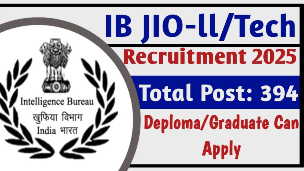 IB Junior Intelligence Officer Grade II Recruitment 2025